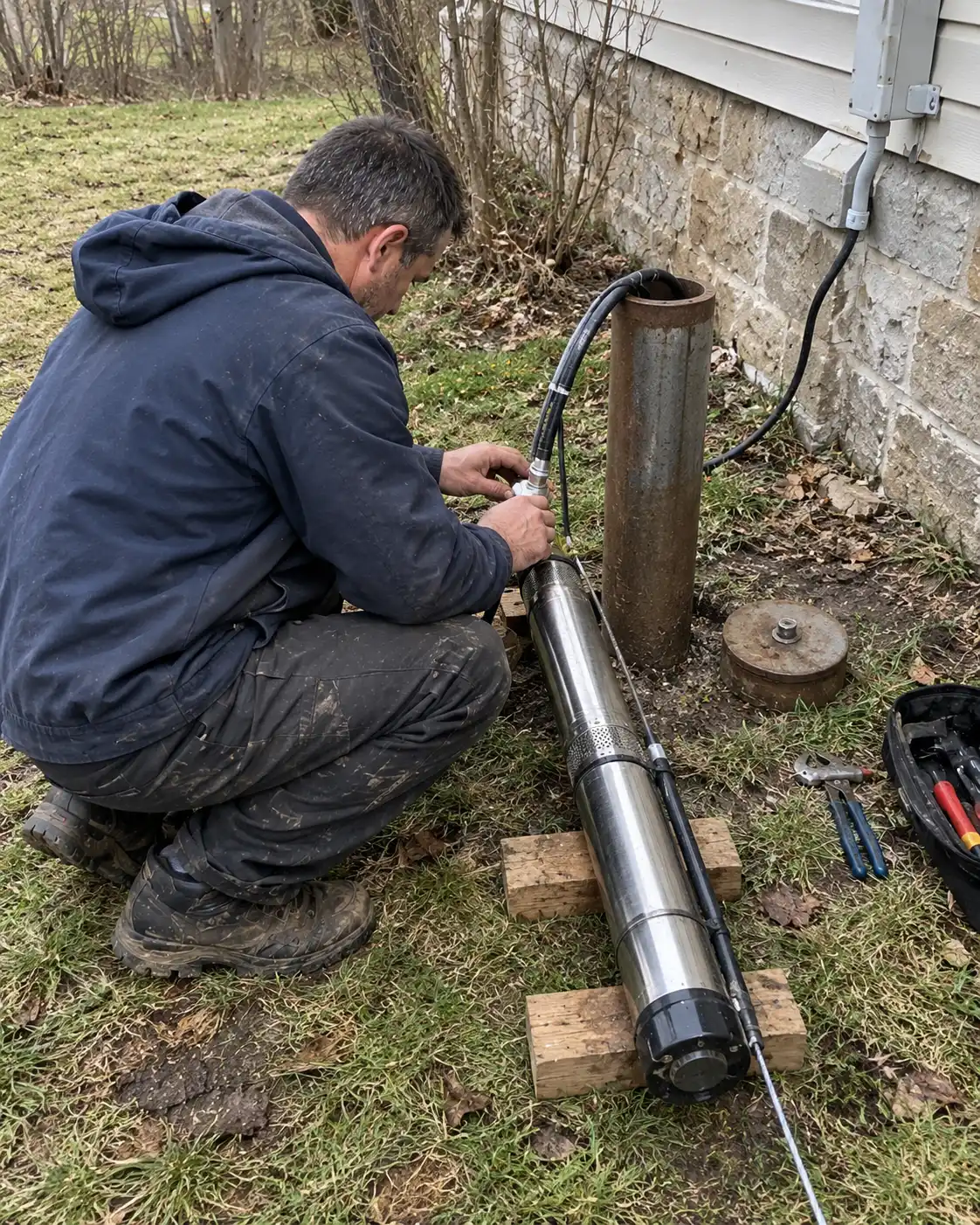 well pump installation Burlington technician