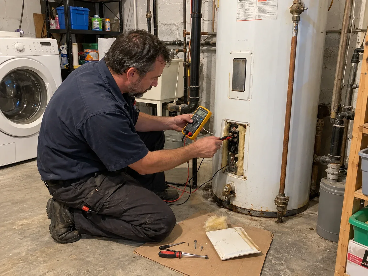 Hot water tank replacement in a Burlington basement